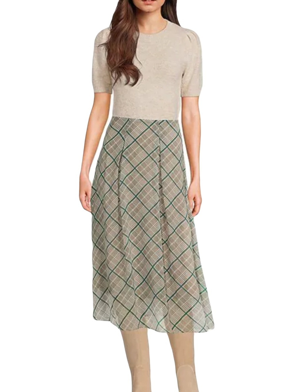 Copper Key Plaid Pleated Midi Skirt - Size 17 NWT